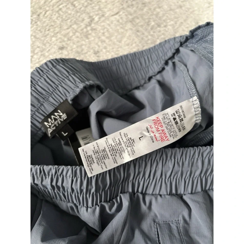 New Boohoo Man‎ Blue Active Gym Technical Cargo Jogger Size Large Steel